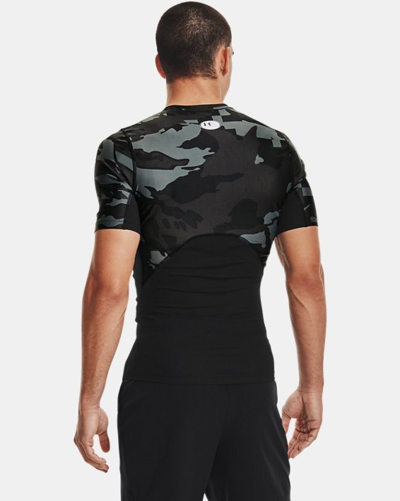 Men's UA Iso-Chill Compression Printed Short Sleeve, Black, pdpMainDesktop image number 2